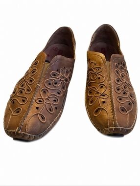 Pikolinos Leather Slip On Loafers Mens 8 Womens 10 Brown Cutout Comfort Shoes